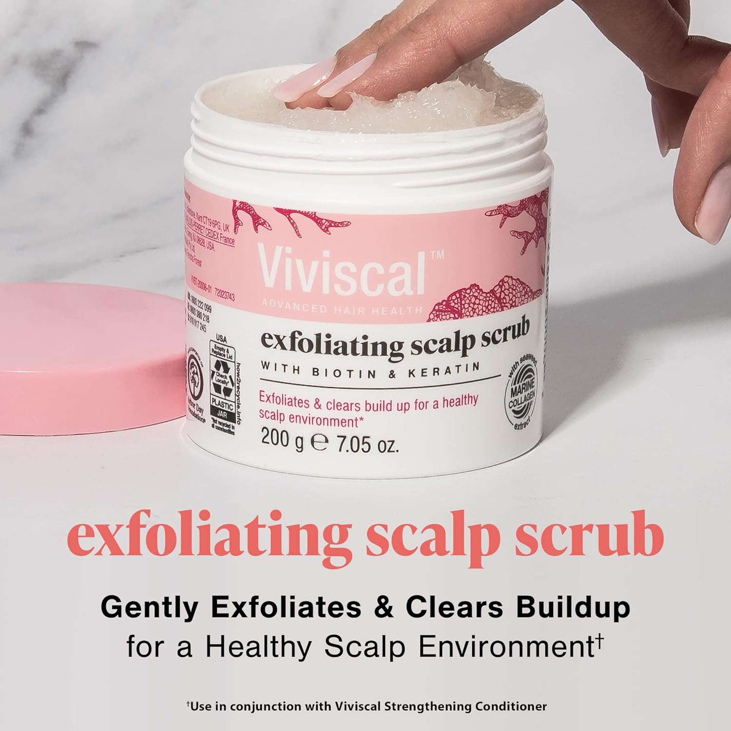 Viviscal exfoliating scalp scrub gently exfoliates and clears buildup for a healthy scalp environment