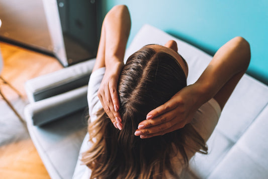 Woman shows off her healthy scalp