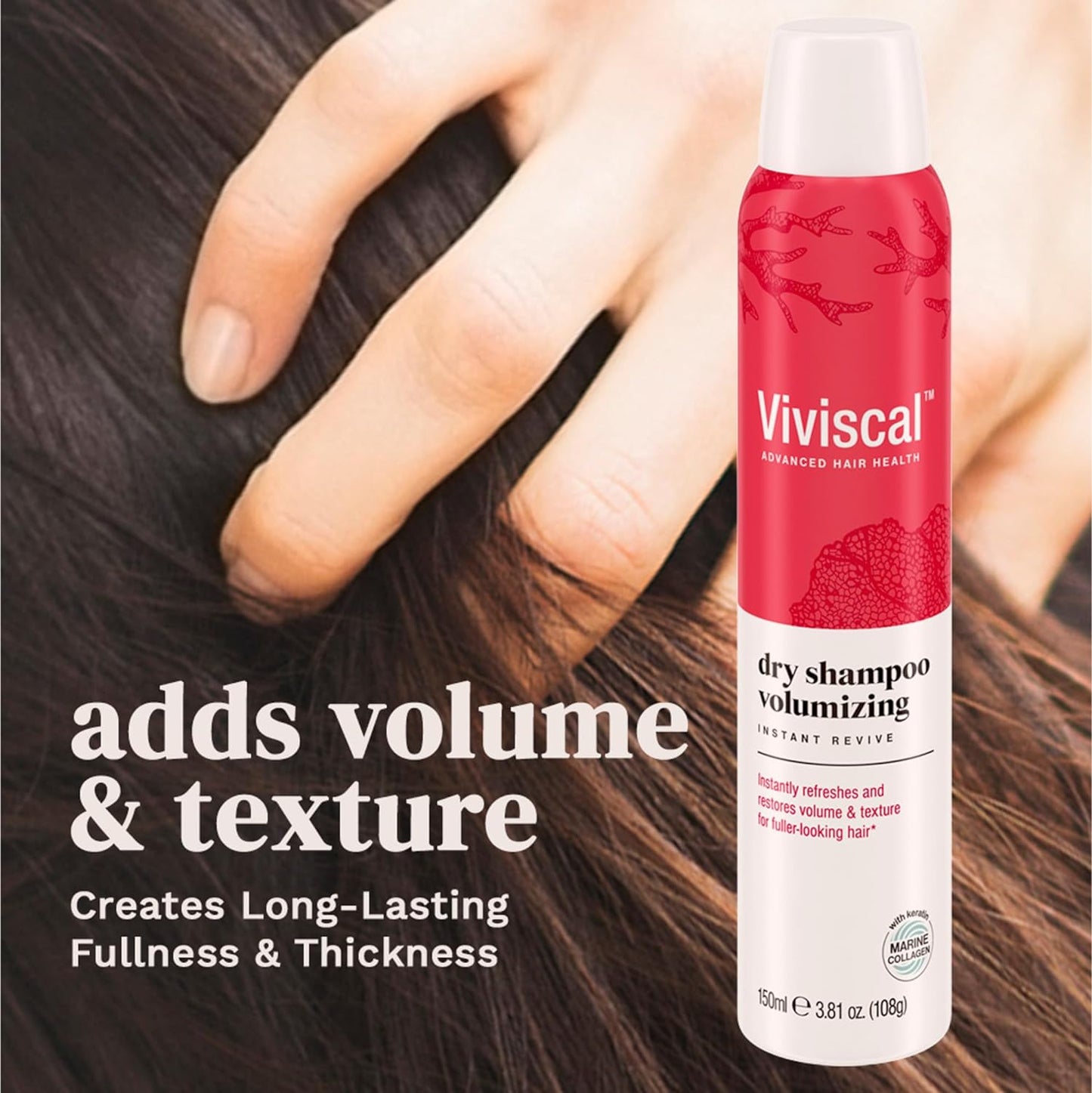 Viviscal dry shampoo volumizing instant revive add volumes and texture to create long-lasting fullness and thickness