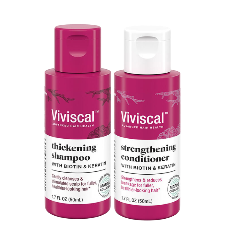 Viviscal thickening shampoo and strengthening conditioner travel-size bottle bundle
