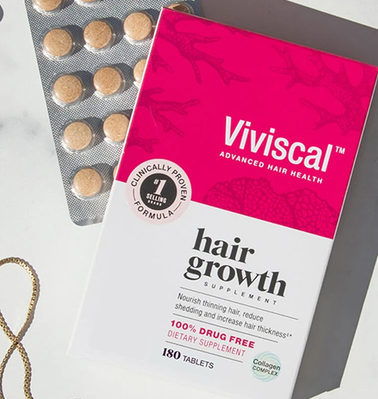Open box of Viviscal hair growth supplement