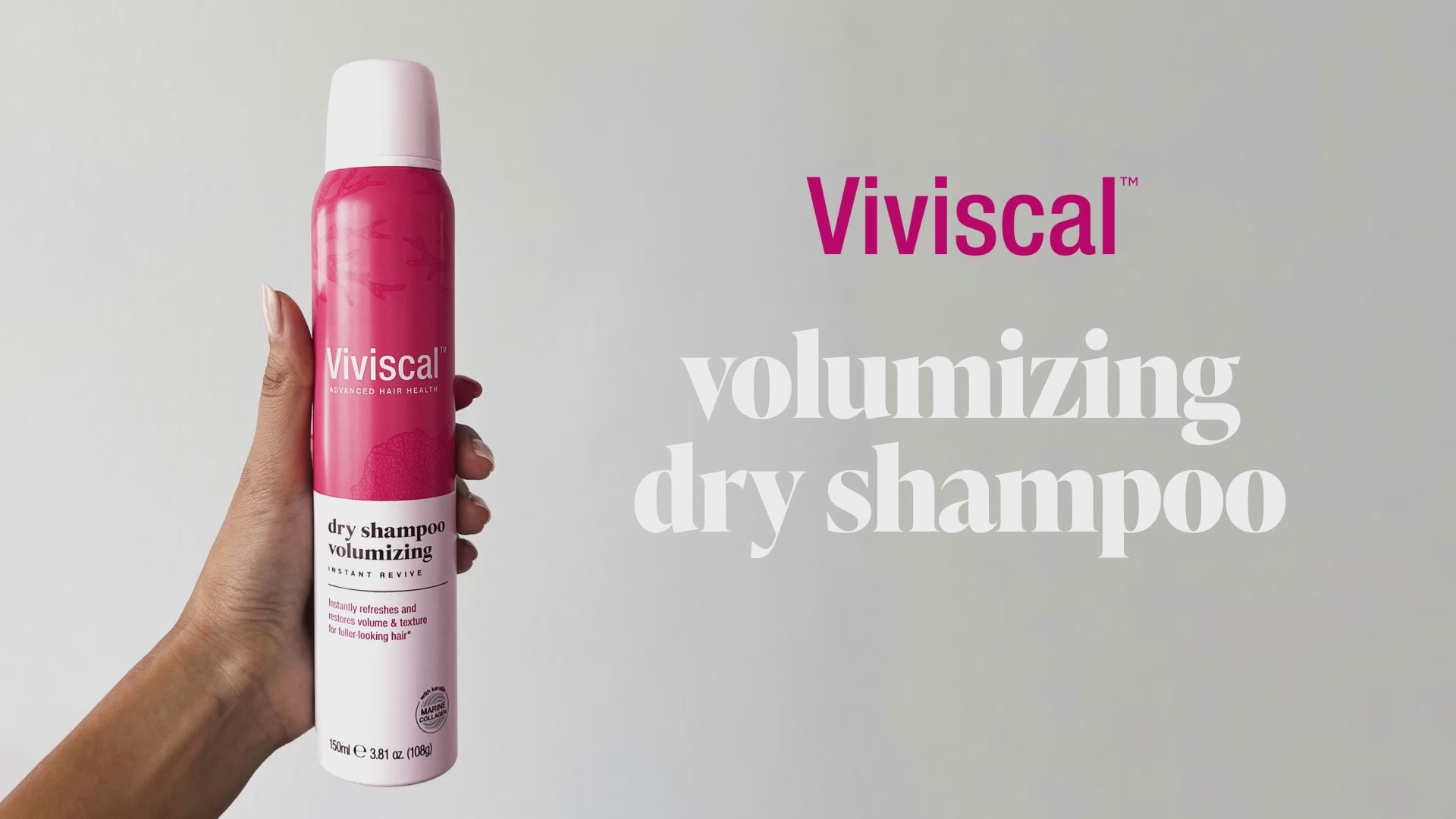 video showing womans using Viviscal dry shampoo volumizing